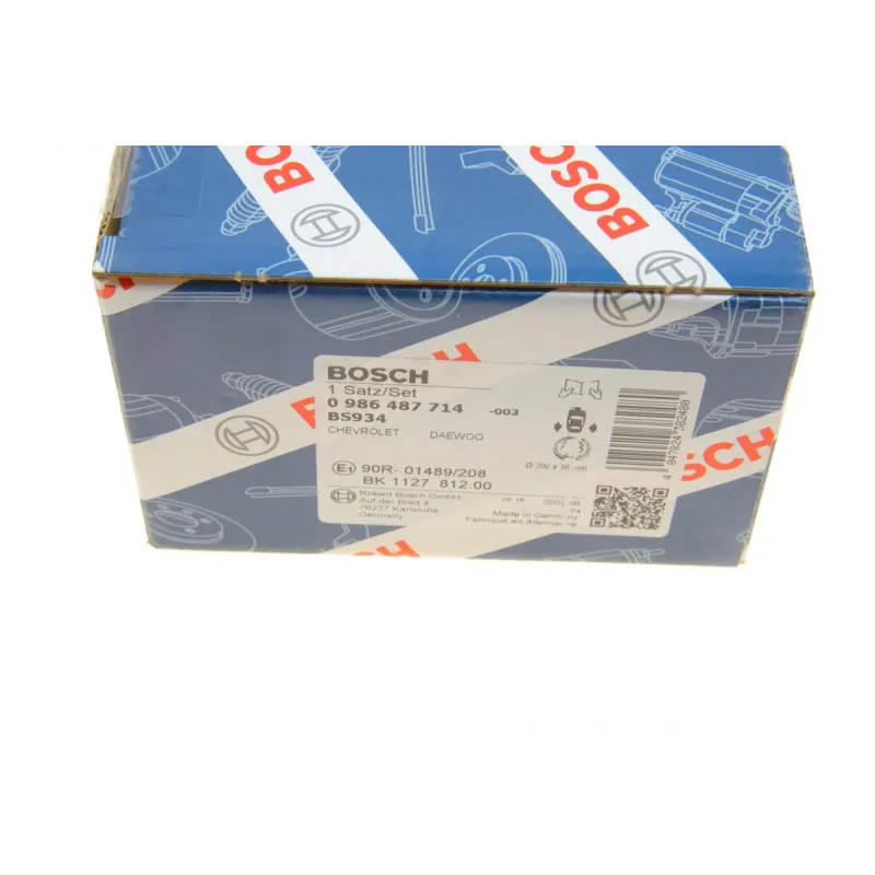 Колодки гальмівні задні BOSCH 0 986 487 714 для Chevrolet Aveo T200/T250 2003-2015 (барабанні, 200x36 мм)