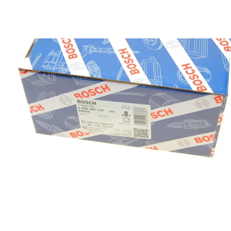Колодки ручника BOSCH 0 986 487 727 для Toyota Land Cruiser 90/95 (215x45 мм)