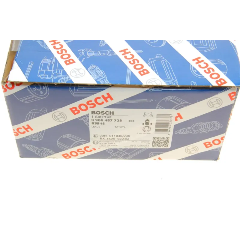 Колодки ручника BOSCH 0 986 487 728 для Toyota Land Cruiser 100 (UZJ100) 1998-2008, 230 мм