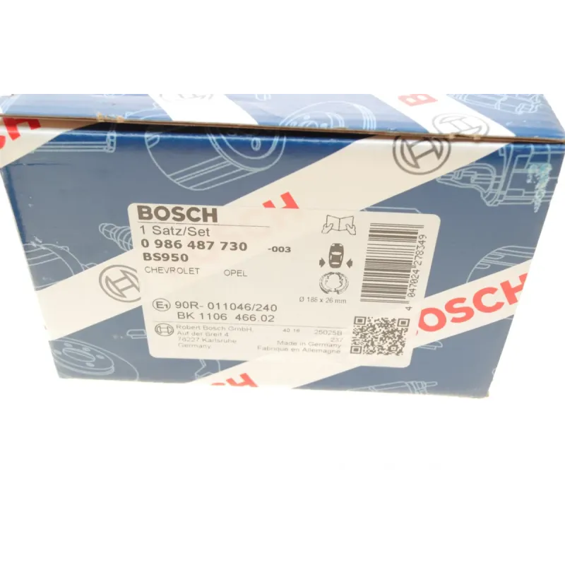 Колодки ручника BOSCH 0 986 487 730 для Opel Antara, Chevrolet Captiva 188.4x26 мм