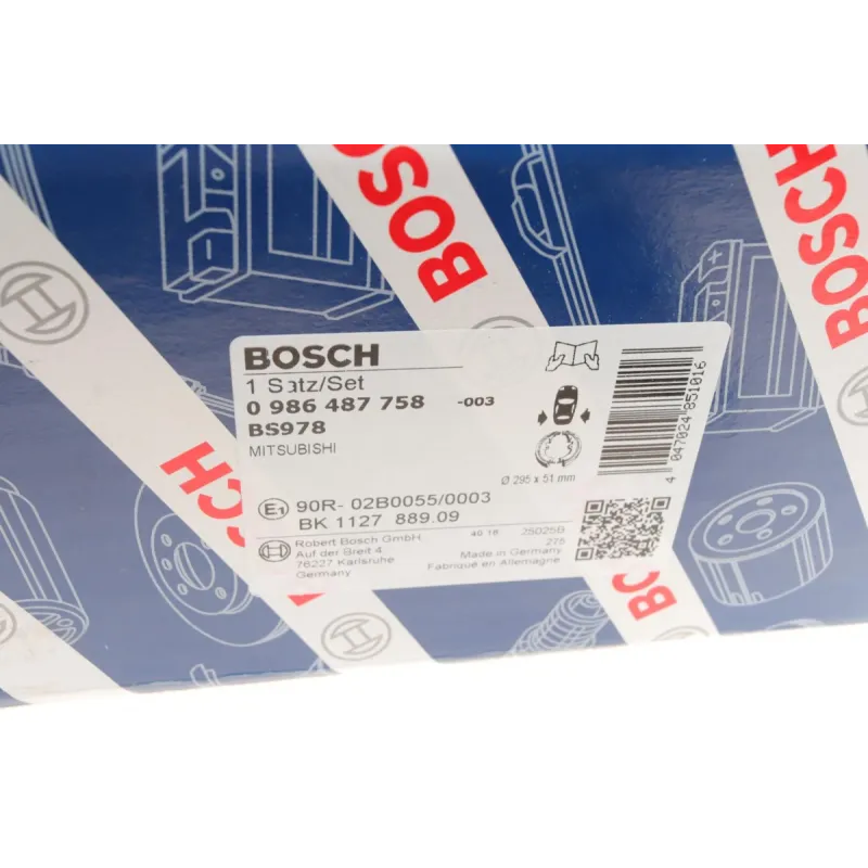 Колодки гальмівні задні BOSCH 0 986 487 758 для Mitsubishi L200 (KB_T, KA_T) 2005-2015, діаметр барабану 295 мм