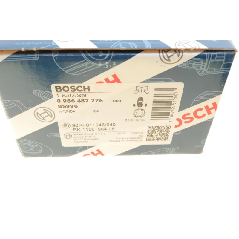 Колодки гальмівні задні BOSCH 0 986 487 776 для Hyundai Santa Fe II, Kia Sorento II (барабанні, 189x26 мм)