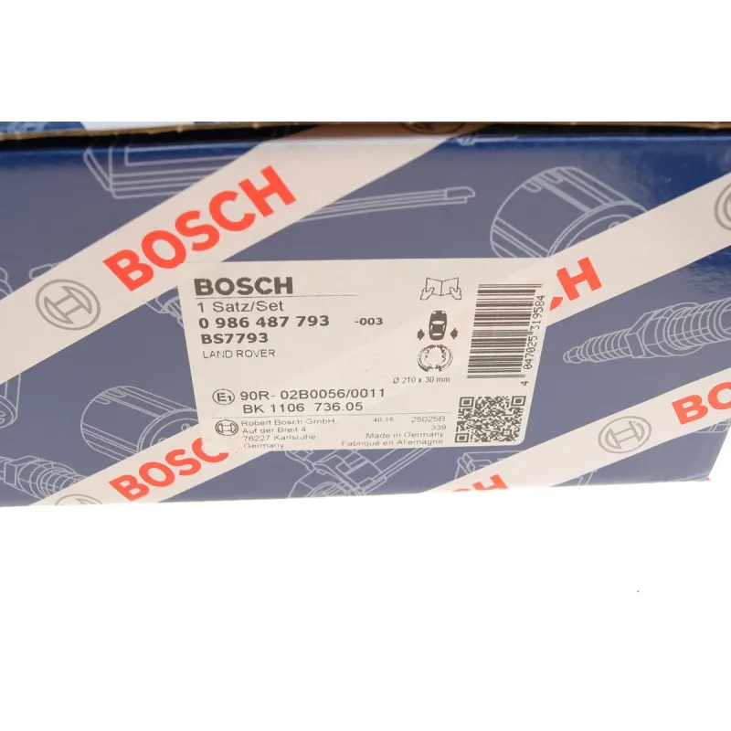 Колодки гальмівні задні BOSCH 0 986 487 793 для Land Rover Discovery IV, Range Rover Sport (210x30 мм)