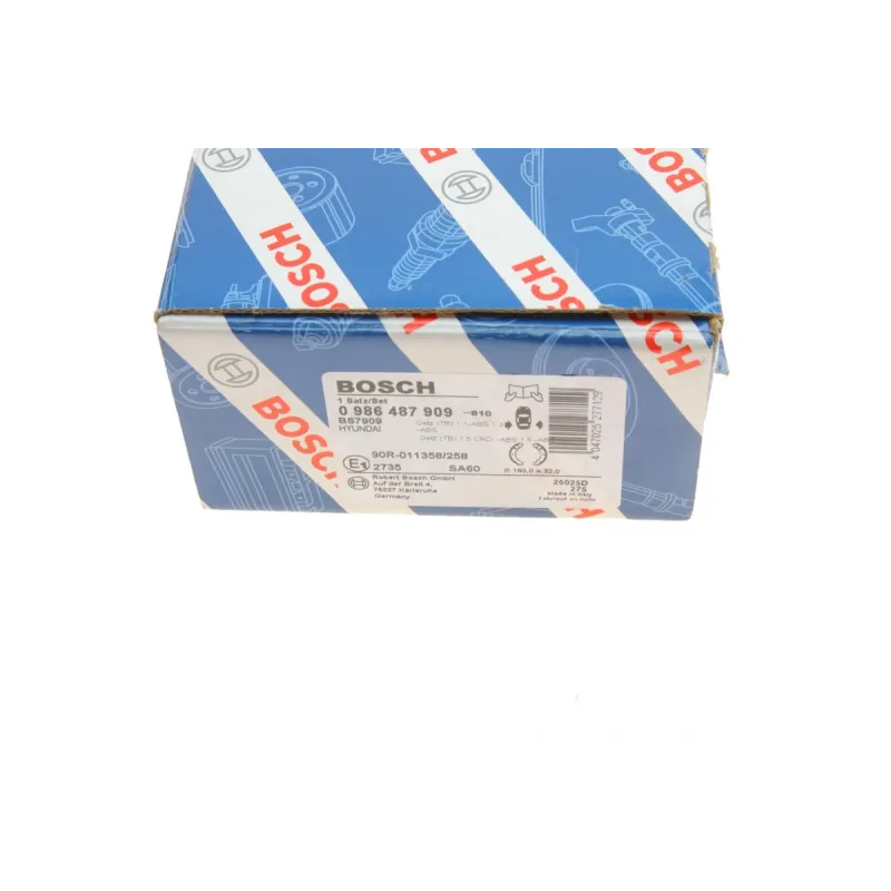 Колодки гальмівні задні BOSCH 0 986 487 909 для Hyundai Getz 2002-2005 (барабанні, 180x32 мм)