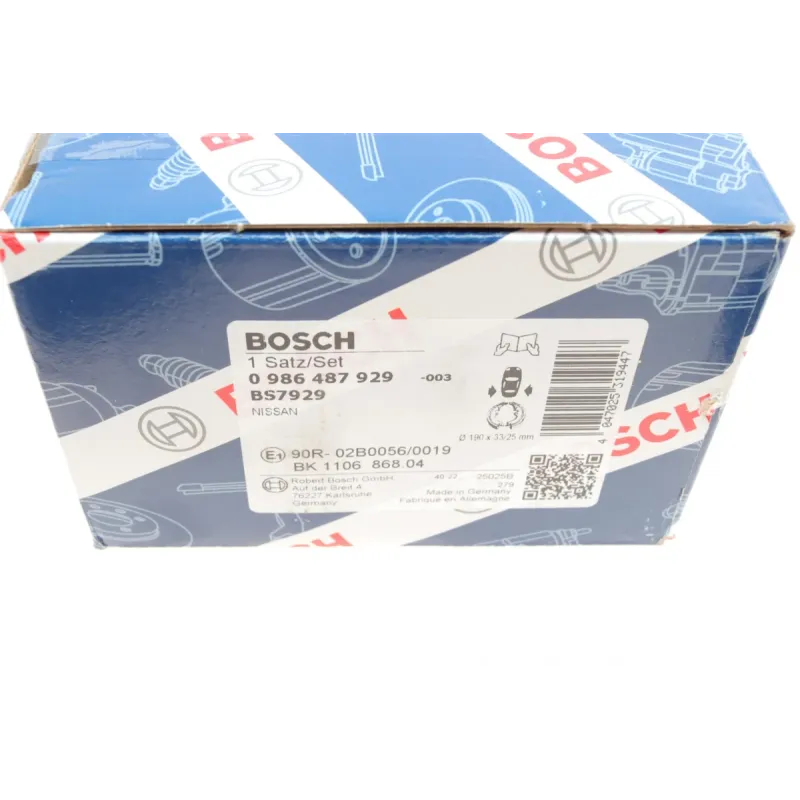 Колодки ручника BOSCH 0 986 487 929 для Nissan Navara/Pathfinder, Mercedes-Benz X-Class (190x33 мм)