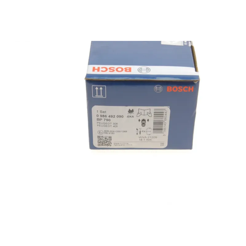 Колодки гальмівні передні BOSCH 0 986 492 090 для Peugeot 405 1987-1996, Lucas-Girling