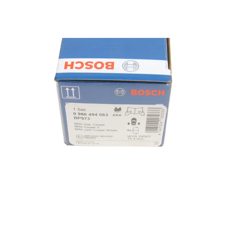 Колодки гальмівні задні BOSCH 0 986 494 063 для Mini One/Cooper R50/R53 2001-2006, 123.2x43.8 мм