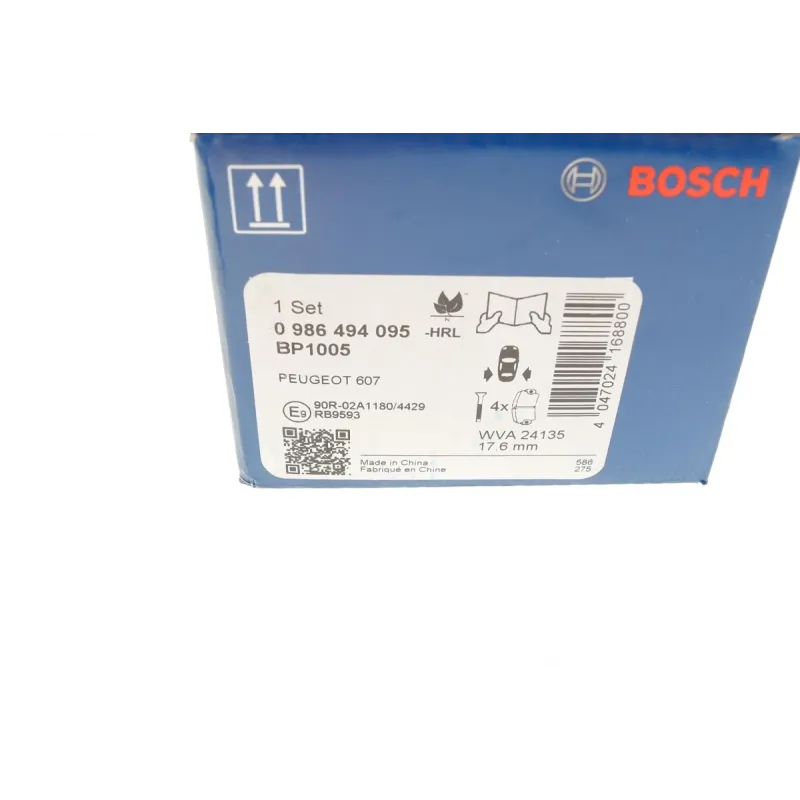 Колодки гальмівні задні BOSCH 0 986 494 095 для Citroen C5 III, Peugeot 407, 607