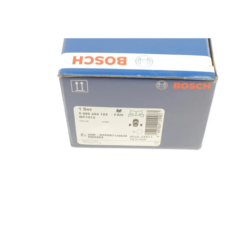 Колодки гальмівні задні BOSCH 0 986 494 102 для Volvo XC90 I 2002-2015, 123.2x63.5 мм