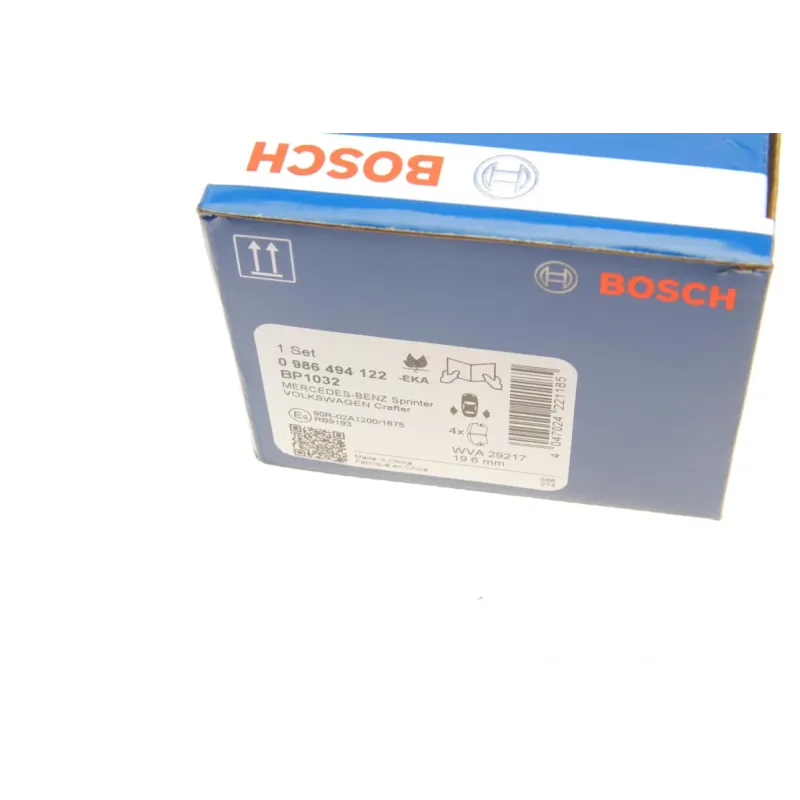 Колодки гальмівні задні Bosch 0 986 494 122 для Mercedes-Benz Sprinter 509-519 CDI, VW Crafter 50 (2006-), 79x165x20.5 мм
