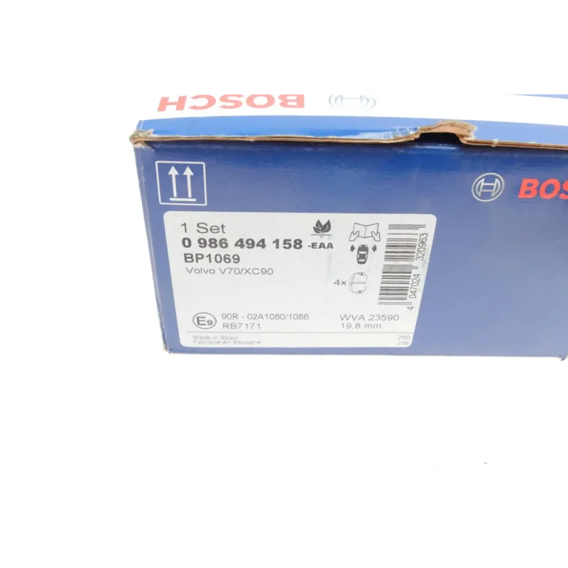 Колодки гальмівні передні BOSCH 0 986 494 158 для Volvo S60/V70/XC90, 155.3x71.1 мм