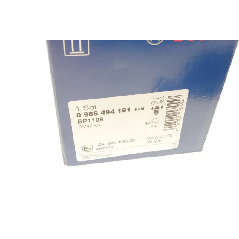 Колодки гальмівні передні BOSCH 0 986 494 191 для BMW X4 (F26) 2014-2018, X5 (E70/F15) 2006-2018, X6 (E71/F16) 2008-2019