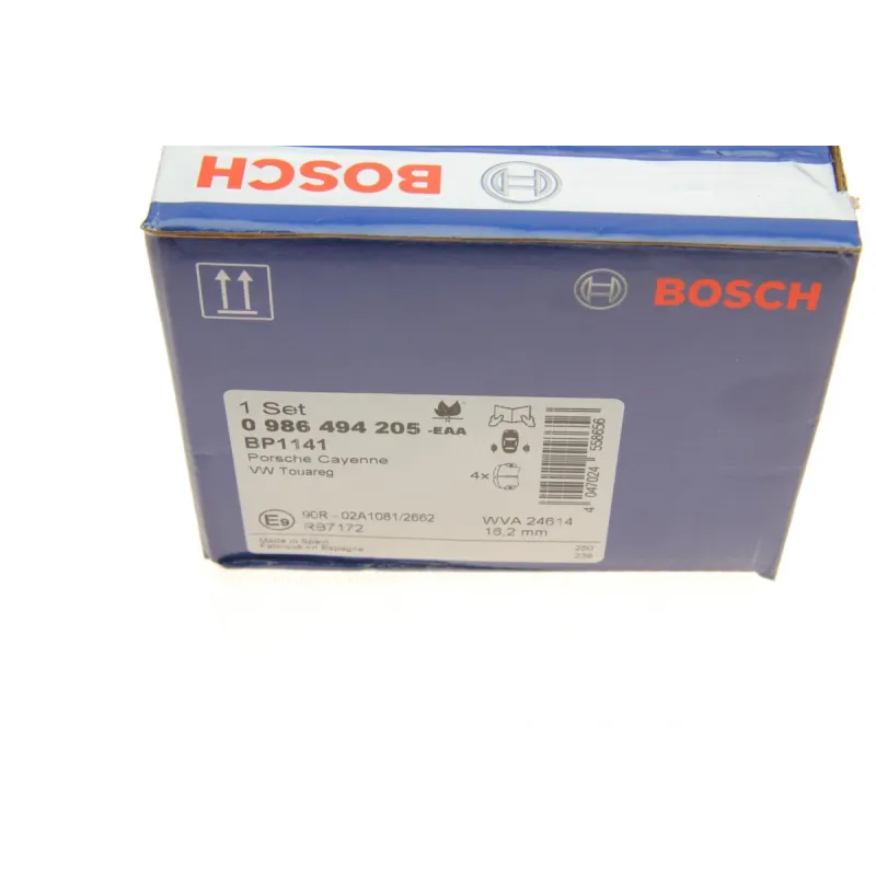 Колодки гальмівні задні BOSCH 0 986 494 205 для Audi Q7, Porsche Cayenne, VW Touareg 2004-2015, 77.3x132.4x15.3 мм