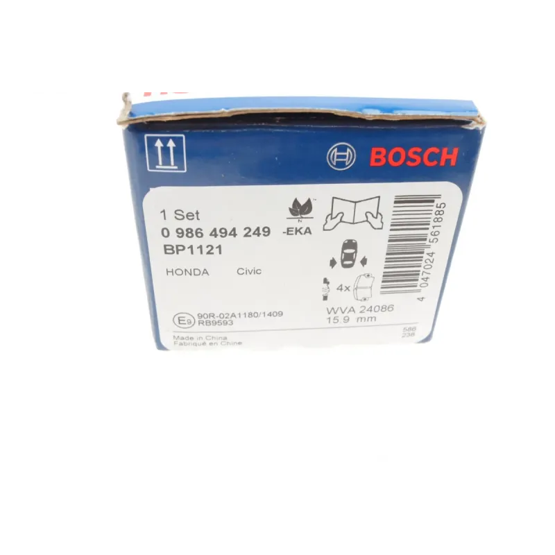 Колодки гальмівні задні BOSCH 0 986 494 249 для Honda Civic VIII Hatchback (FN, FK) 2006-2015 46.2x15.6x95.9 мм