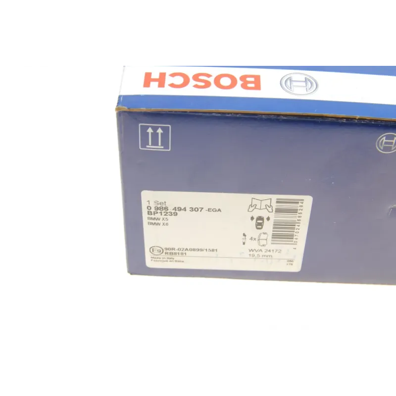 Колодки гальмівні передні BOSCH 0 986 494 307 для BMW X5 (E70/F15) X6 (E71/F16) 2007-2014, 193.2x79.2 мм