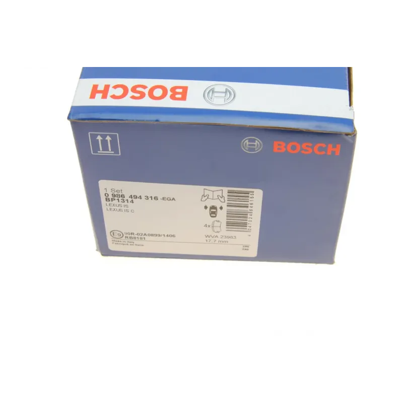 Колодки гальмівні передні BOSCH 0 986 494 316 для Lexus IS II (GSE2_, ALE2_, USE2_) 2005-2010, 154.6x59.3x17.7 мм