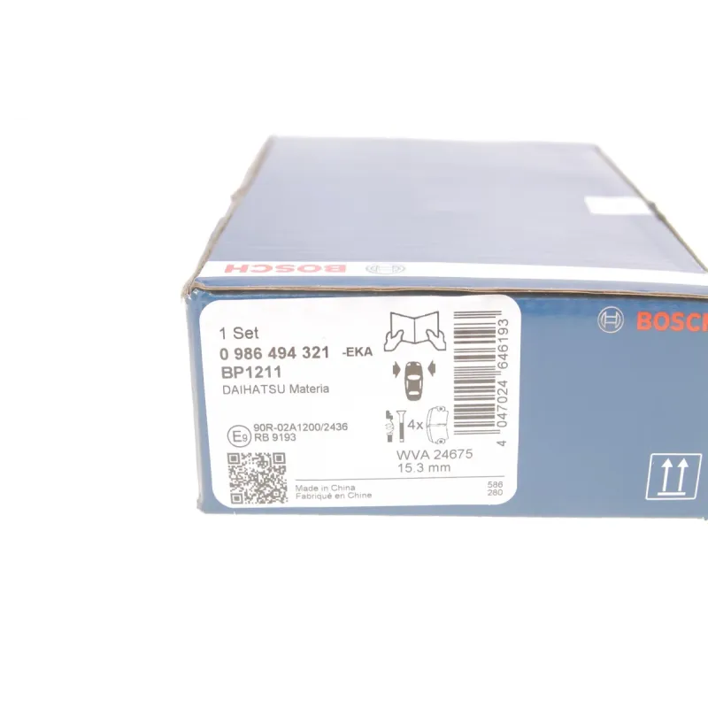 Колодки гальмівні передні BOSCH 0 986 494 321 для Suzuki Swift IV (FZ, NZ) 2010- 1.2 90-94 к.с. 125.8x51.4x15.3 мм