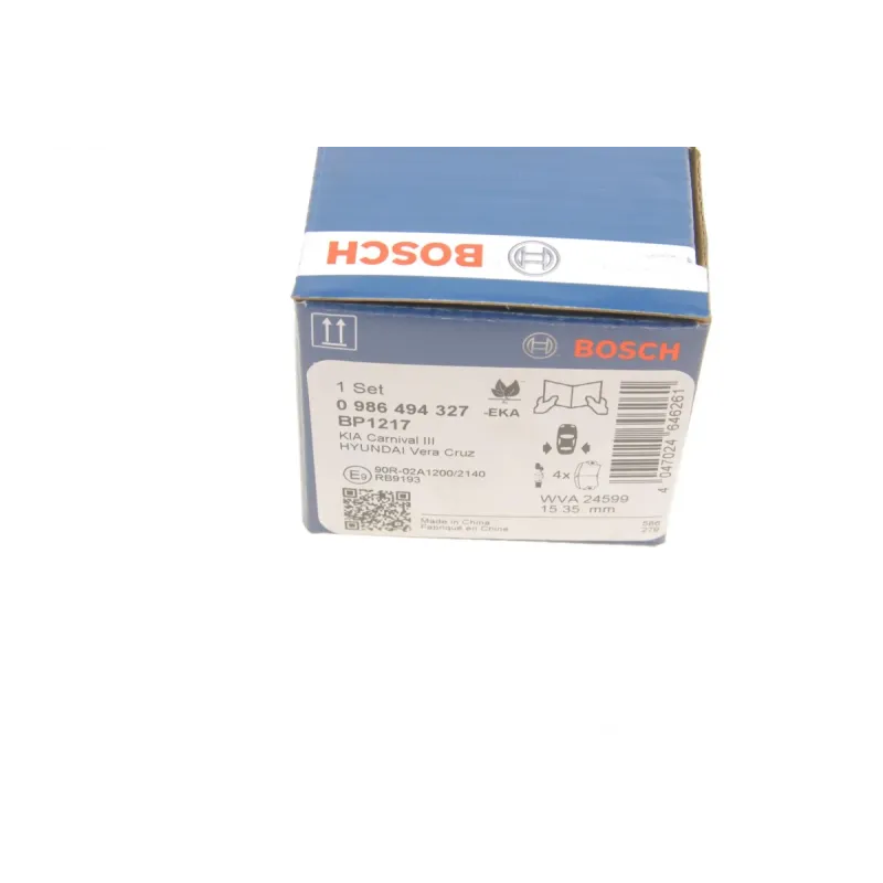 Колодки гальмівні задні BOSCH 0 986 494 327 для Hyundai H-1/ix55, Kia Carnival 110.3x47.8x15.5 мм
