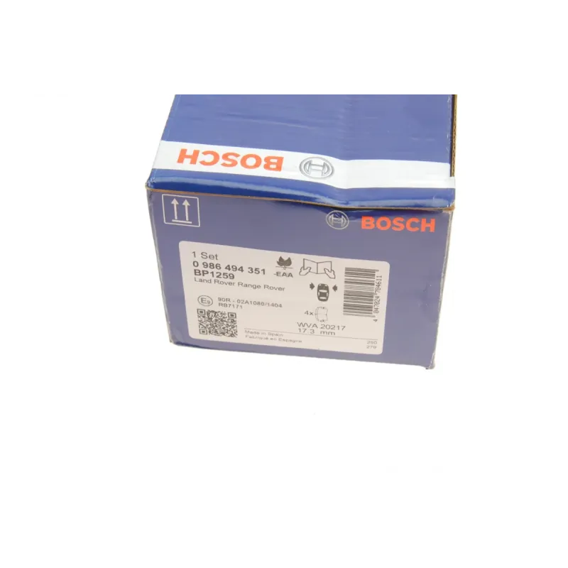 Колодки гальмівні передні BOSCH 0 986 494 351 для Land Rover Range Rover III 2005-2012, 77.1x131.7x16.9 мм