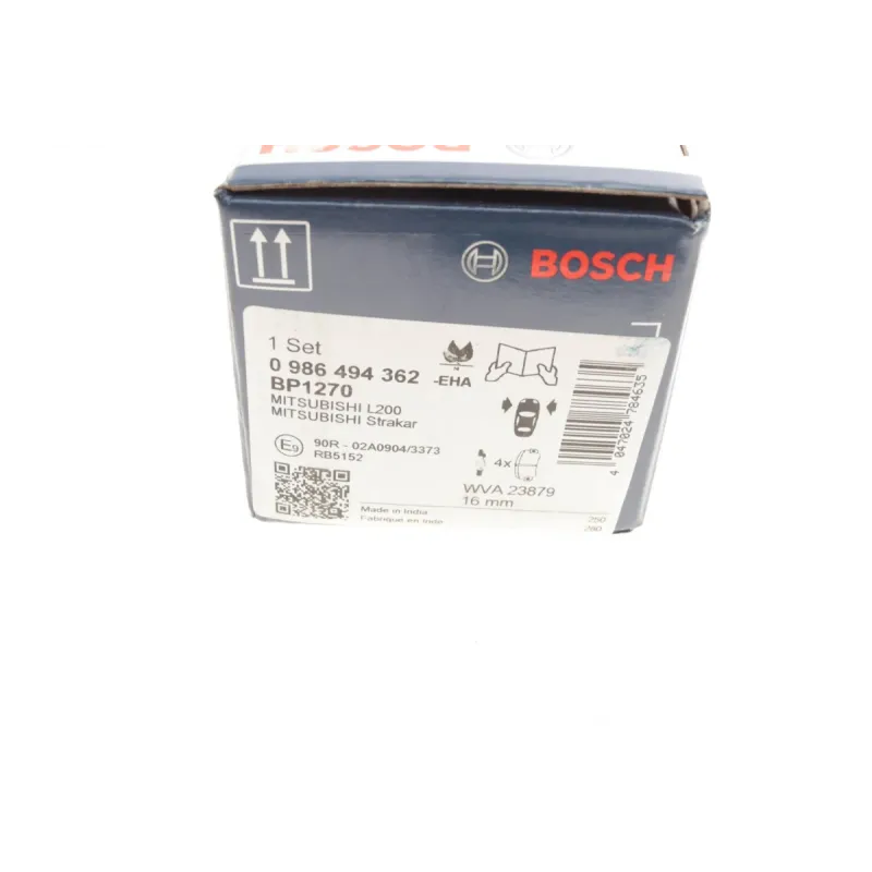 Колодки гальмівні передні BOSCH 0 986 494 362 для Mitsubishi L200 2.5 DI-D 4WD 2010- 151.2x56.3x16 мм