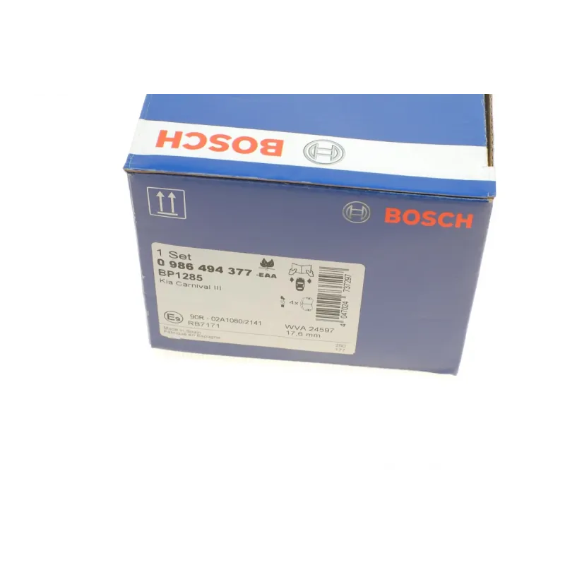 Колодки гальмівні передні BOSCH 0 986 494 377 для Hyundai H-1 Grand Starex, Kia Carnival 2008-