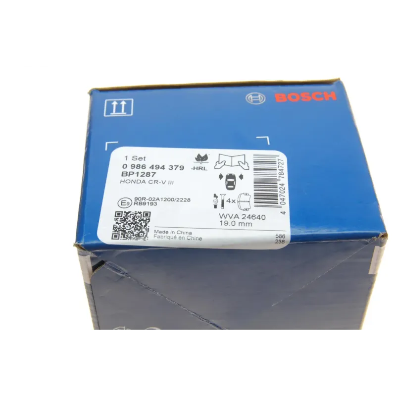 Колодки гальмівні передні BOSCH 0 986 494 379 для Honda CR-V III/IV 2007-2016 151x57x19 мм