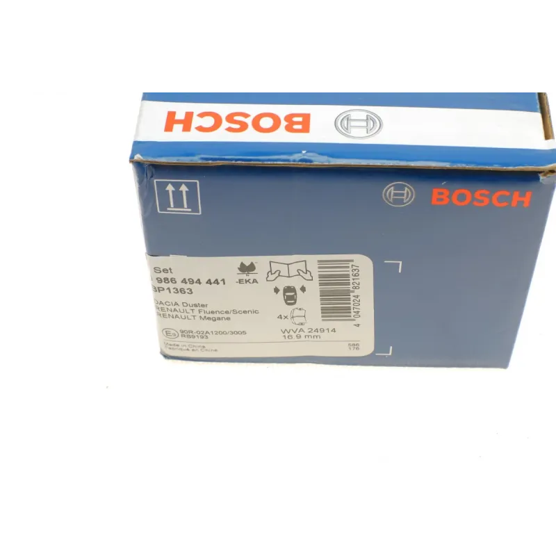 Комплект гальмівних колодок передніх BOSCH 0 986 494 441 для Renault Fluence, Megane, Scenic 2008-, 155.2x64.7x16.9 мм