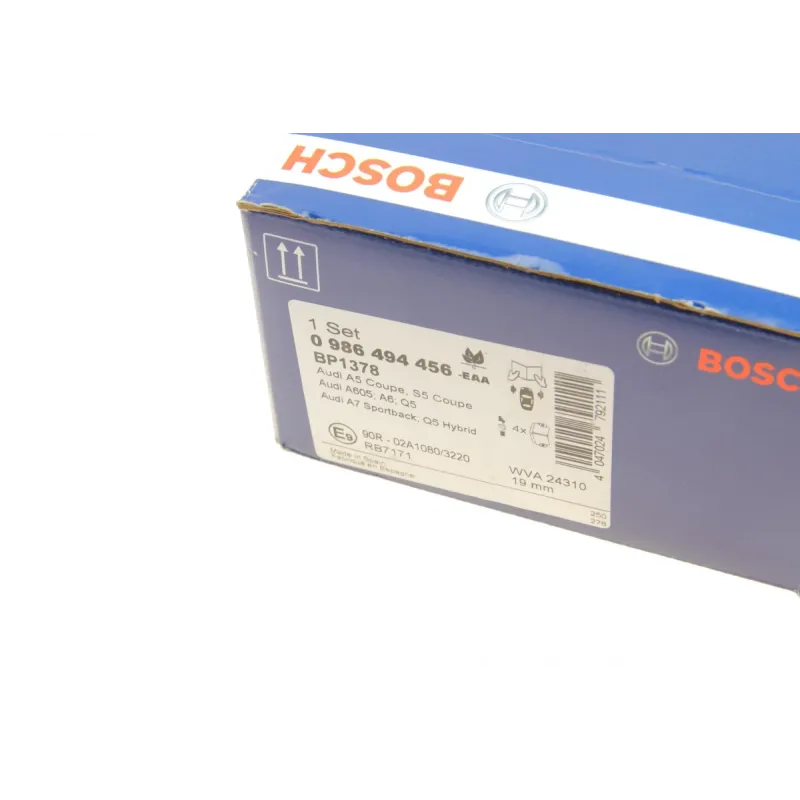 Колодки гальмівні передні BOSCH 0 986 494 456 для Audi A4/A5/Q5 2007-, 188x73x19 мм