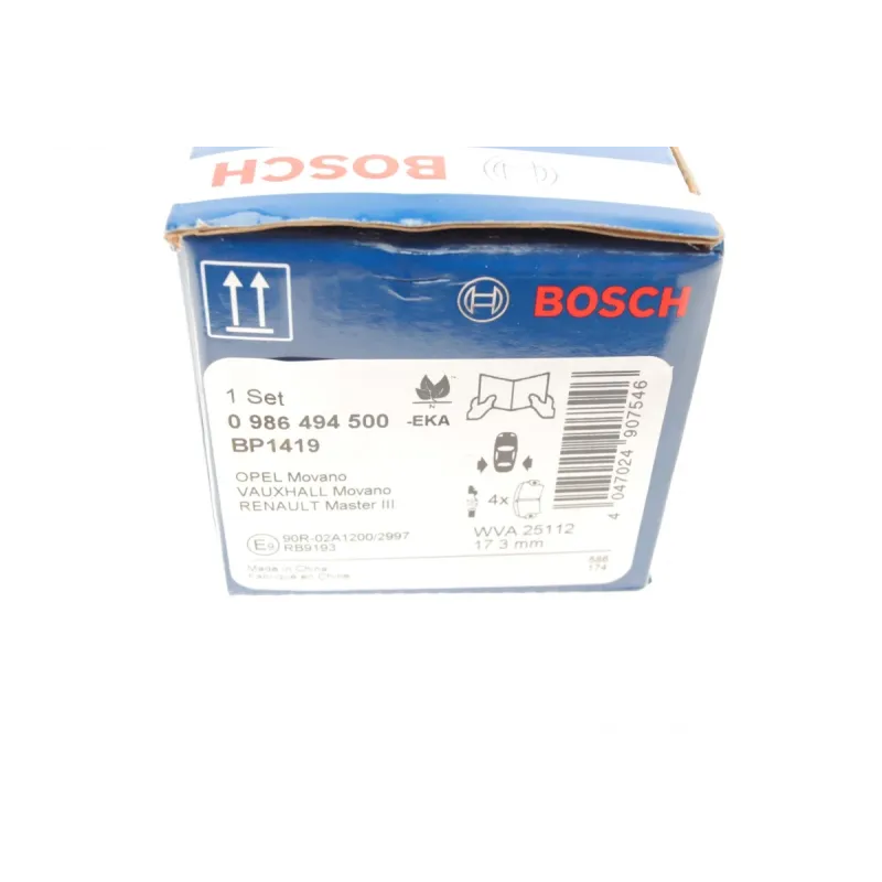 Комплект задніх гальмівних колодок BOSCH 0 986 494 500 для Renault Master, Opel Movano (2010-), 128.7x60x18 мм
