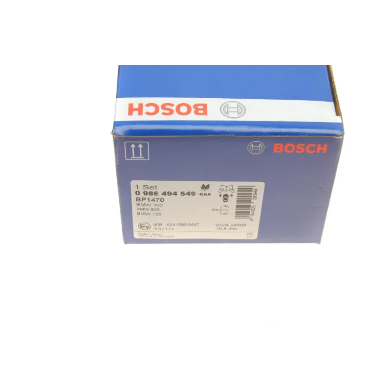Колодки гальмівні передні BOSCH 0 986 494 549 для BMW 5 (F10/F11) 6 (F06/F12/F13) 2009-2016, 155.2x68.1x18.5 мм