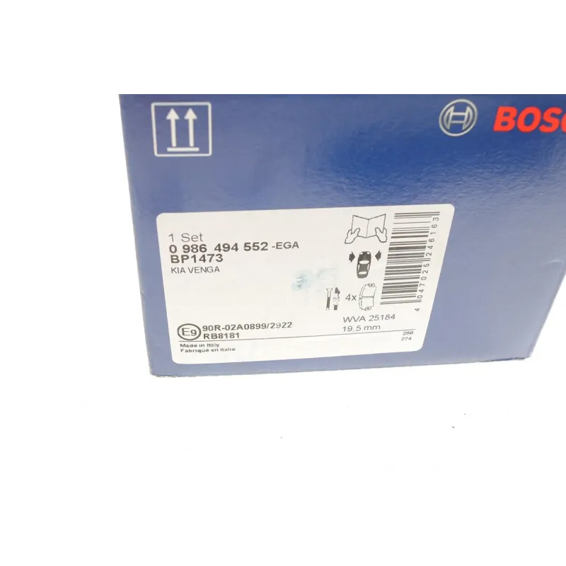 Колодки гальмівні передні BOSCH 0 986 494 552 для Hyundai ix20, Kia Venga 2010-, 131.5x60.6 мм