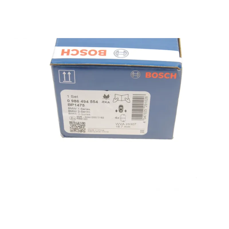 Колодки гальмівні задні Bosch 0 986 494 554 для BMW 1 (F20/F21) 116i 136 к.с. 2010-, 123x44.3x17.3 мм