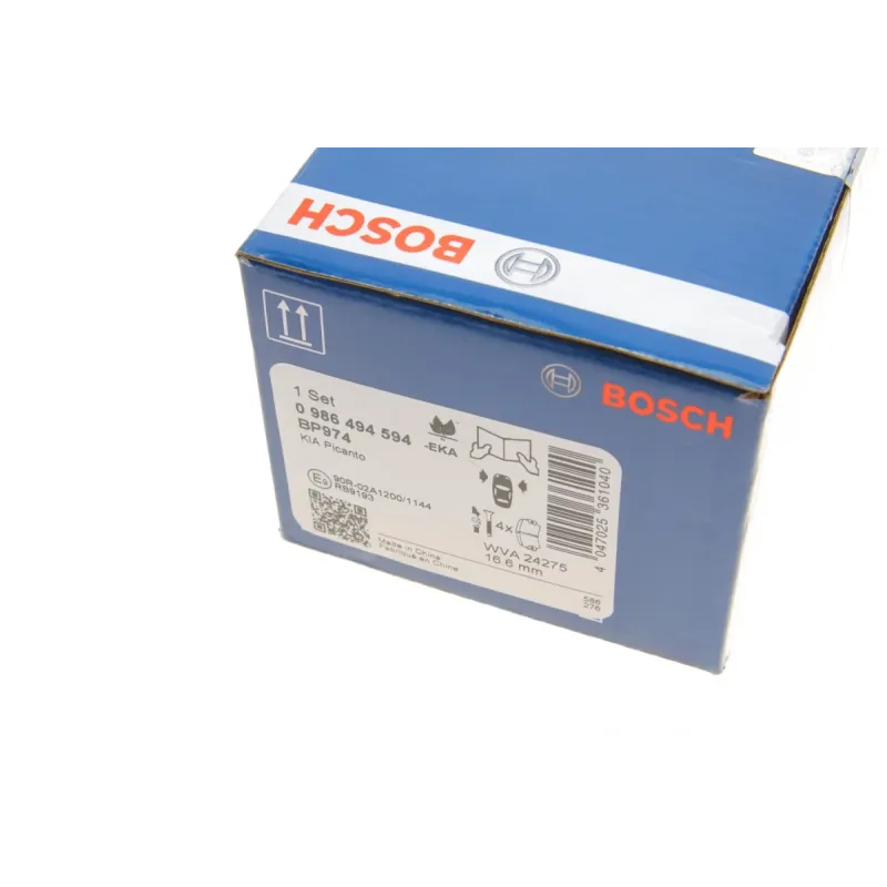 Колодки гальмівні передні BOSCH 0 986 494 594 для Hyundai I10 2008-, Kia Picanto 2004-, 116.2x47.5x16.8 мм