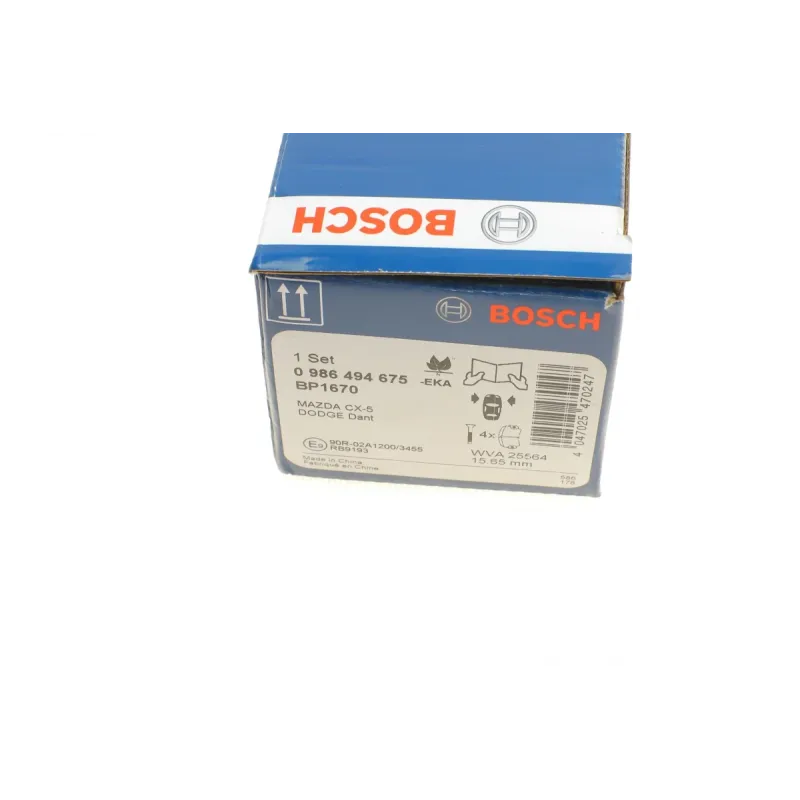 Колодки гальмівні передні BOSCH 0 986 494 675 для Mazda CX-5 (KE, GH) 2011-, 15.8 мм
