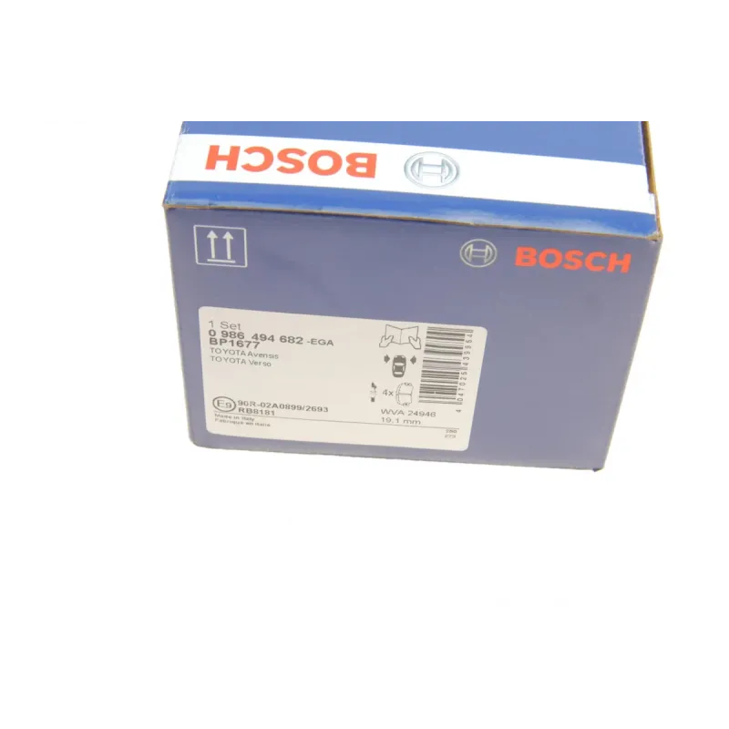 Колодки гальмівні передні BOSCH 0 986 494 682 для Toyota Avensis, Verso 2009-2018, 150.8x61.1x19.1 мм