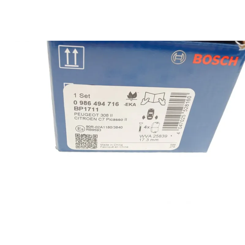 Колодки гальмівні задні Bosch 0 986 494 716 для Citroen C4 Picasso/Grand Picasso, Peugeot 308/508, 98.7x50 мм
