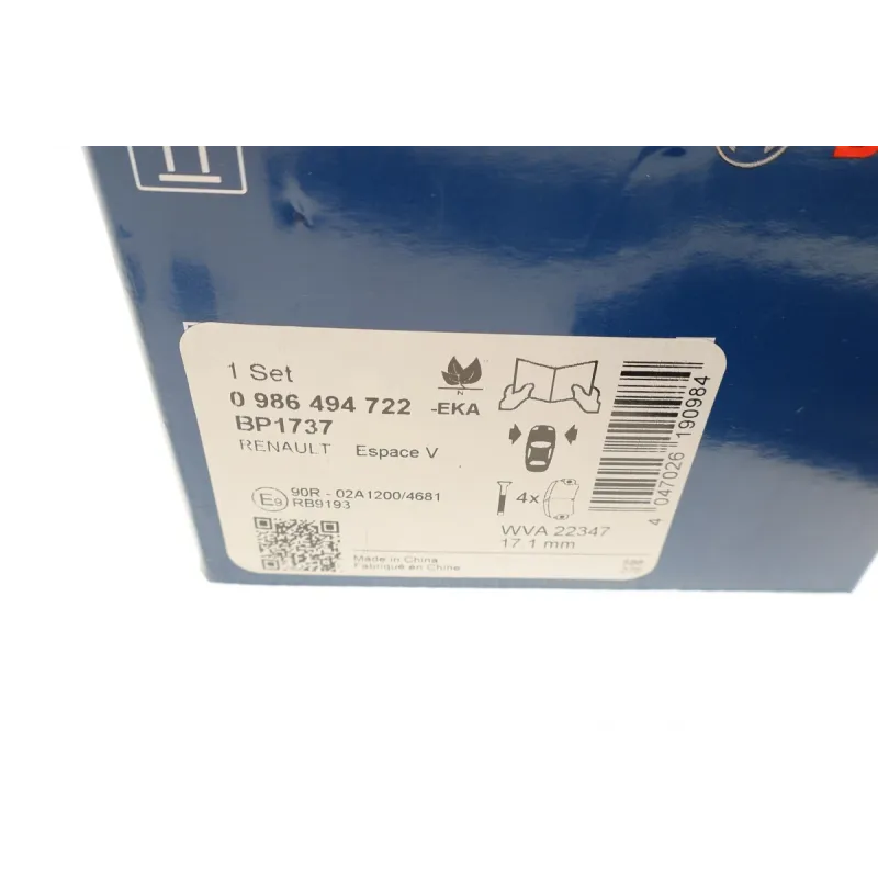 Колодки гальмівні передні BOSCH 0 986 494 722 для Renault Espace V/Megane IV 15-