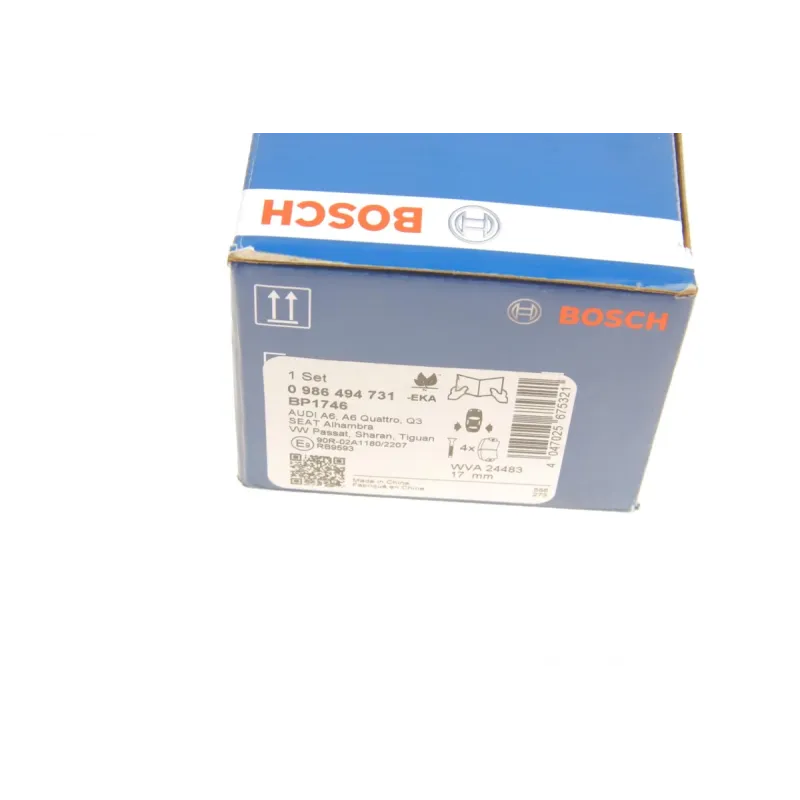 Колодки гальмівні задні BOSCH 0 986 494 731 для Audi A6 C6, VW Passat B6, SEAT Alhambra, 16.7 мм