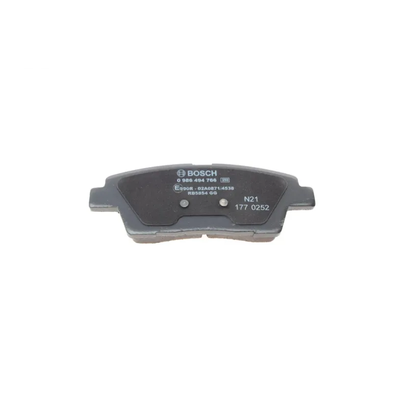 Колодки гальмівні задні BOSCH 0 986 494 766 для Hyundai Genesis DH 2014-, Kia Quoris 2014- (117.1x43.4x15.6 мм)