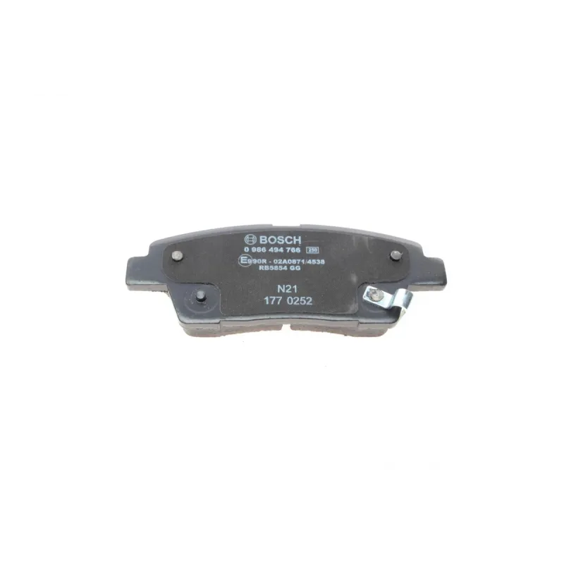 Колодки гальмівні задні BOSCH 0 986 494 766 для Hyundai Genesis DH 2014-, Kia Quoris 2014- (117.1x43.4x15.6 мм)