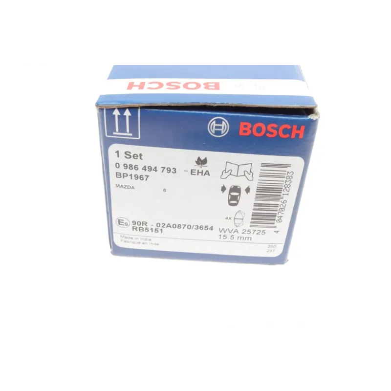 Колодки гальмівні передні BOSCH 0 986 494 793 для Mazda 6 GJ, GH 2012- 140 мм
