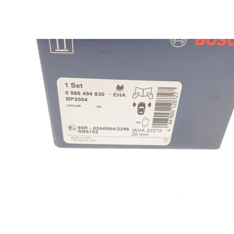 Колодки гальмівні передні BOSCH 0 986 494 830 для Jaguar XE (X760) 2015- 155.5x66.6 мм