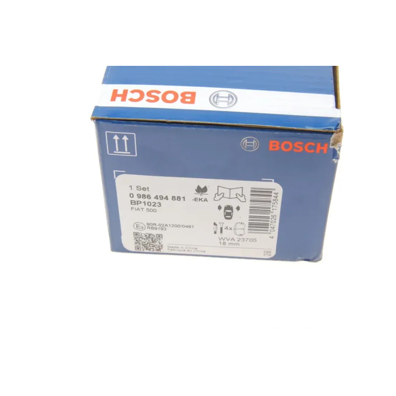 Колодки гальмівні передні BOSCH 0 986 494 881 для Fiat Punto (199) 2005-2014, 122.8x53.3 мм