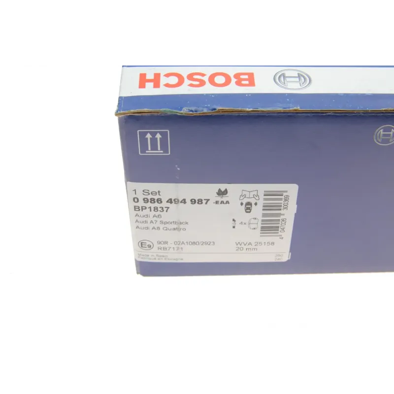 Колодки гальмівні передні BOSCH 0 986 494 987 для Audi A6 C7, A7, A8, 192.9x70.9x19.9 мм