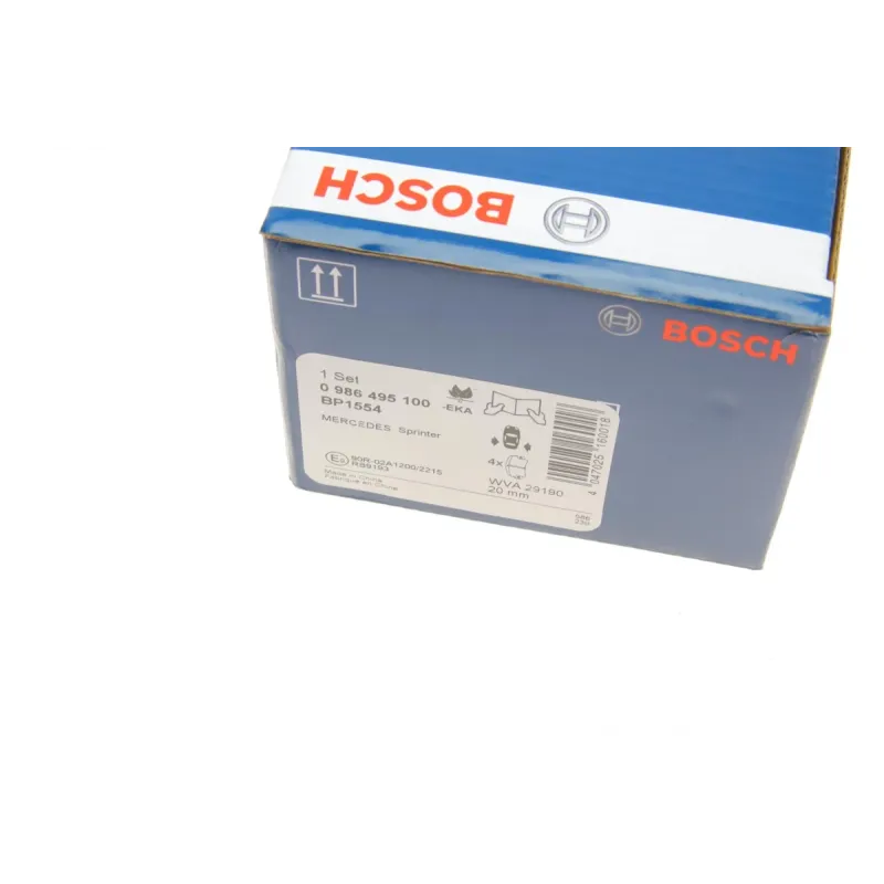 Колодки гальмівні задні BOSCH 0 986 495 100 для Mercedes-Benz Sprinter 906, VW Crafter 2006-, 20 мм