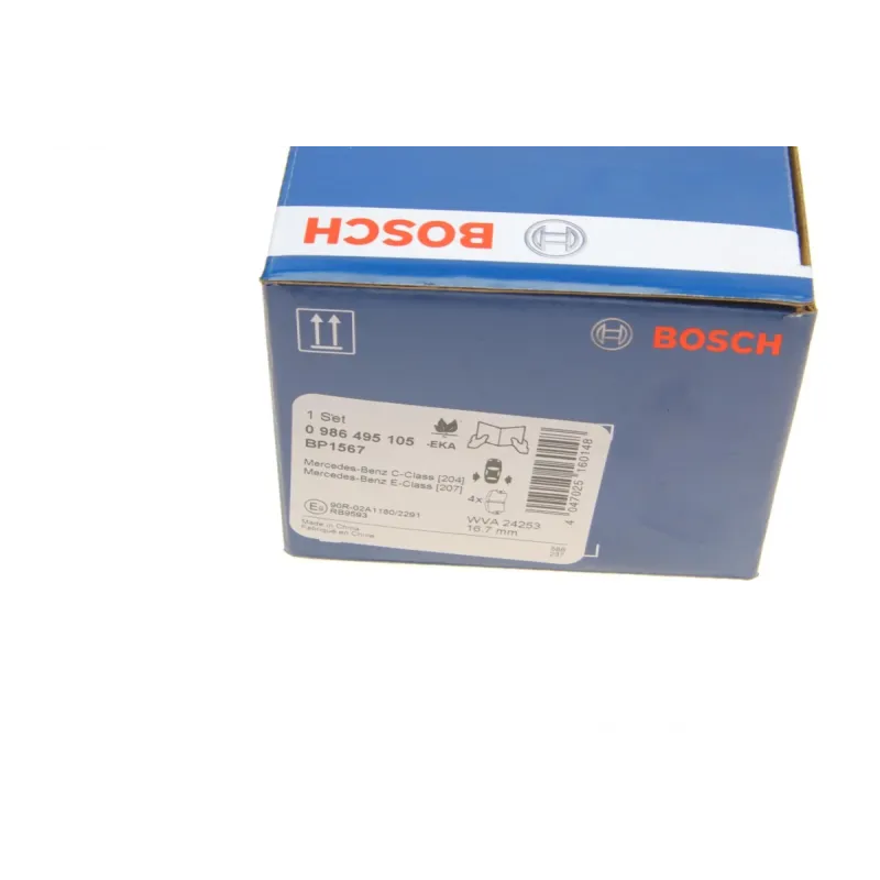 Колодки гальмівні задні BOSCH 0 986 495 105 для Mercedes-Benz C-Class W204 2007-2014, 122.5x54.6x16.7 мм