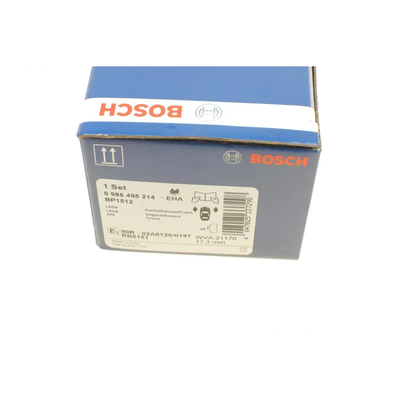 Колодки гальмівні передні BOSCH 0 986 495 214 для Lada Granta, Kalina, Priora 17.05 мм