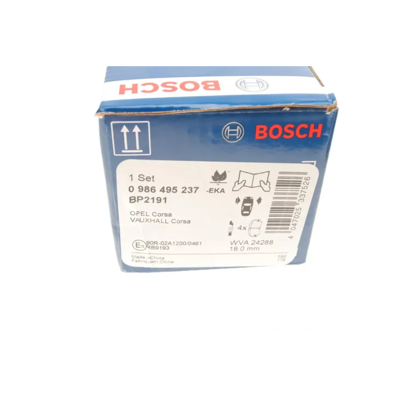 Колодки гальмівні передні BOSCH 0 986 495 237 для Opel Corsa D 2006-2014, 122.9x53 мм