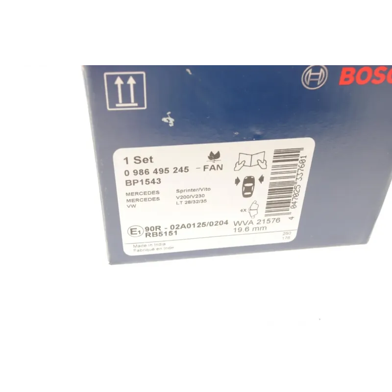 Колодки гальмівні передні BOSCH 0 986 495 245 для Mercedes-Benz Sprinter/Vito (W638) 1996-2006