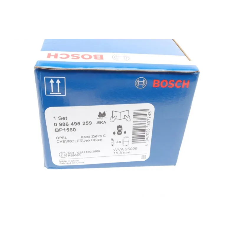 Колодки гальмівні задні BOSCH 0 986 495 259 для Chevrolet Cruze, Opel Astra J, R16